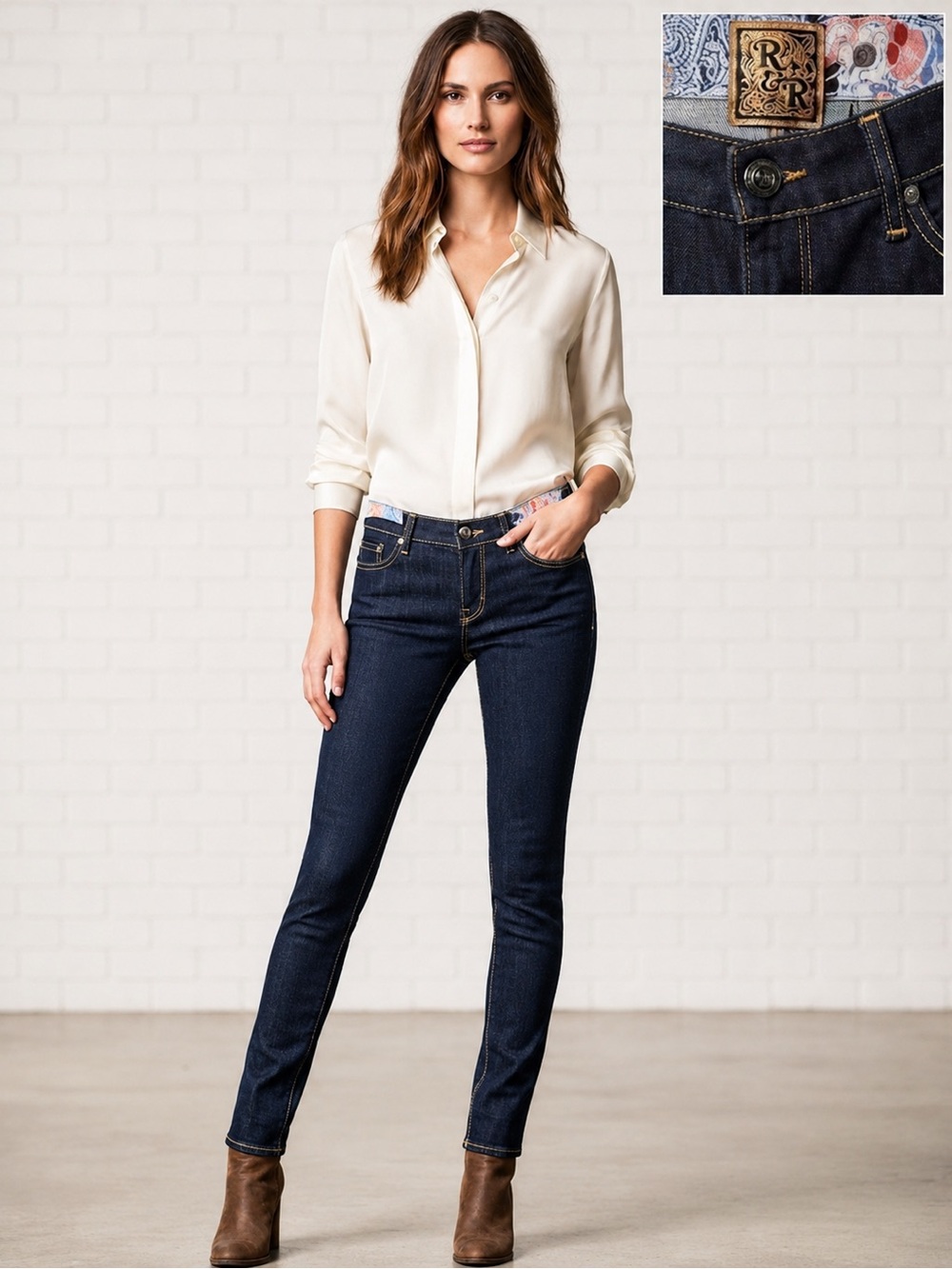 Robert Graham Indigo Skinny Taylor Jeans with Contrast Stitching. + A 🎁